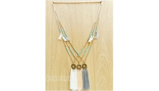 golden beads caps pendant necklaces tassels bali 